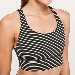 Lululemon Energy Bra *Long Line in Mod Stripe Black & White SIZE 6